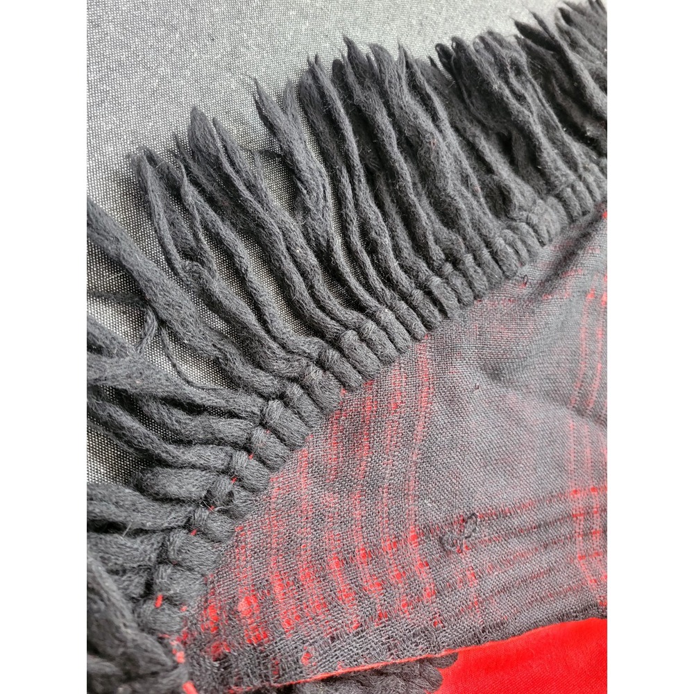 Vintage 50s 60s Shawl Wrap Black And Red Angoras Of Abercorn Knit One Size - Picture 10 of 14